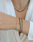 Faceted Blue Sapphire Beaded Bracelet with 18K Round Bead - Peridot Fine Jewelry - Margaret Solow Jewelry