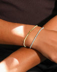 Faceted Blue Zircon Beaded Bracelet with Center Grey Diamond Bead - Peridot Fine Jewelry - Margaret Solow Jewelry