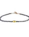 Faceted Iolite Beaded Bracelet with 18K Gold Bead & Clasp - Peridot Fine Jewelry - Margaret Solow Jewelry