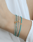 Faceted Labradorite Beaded Bracelet with 18K Organic Bead - Peridot Fine Jewelry - Margaret Solow Jewelry
