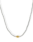 Faceted Labradorite Beaded Necklace with 18K Stepped Rhombus Bead - Peridot Fine Jewelry - Margaret Solow Jewelry