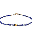 Faceted Lapis Beaded Bracelet with 18K Knife-Edge Bead - Peridot Fine Jewelry - Margaret Solow Jewelry