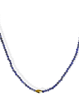 Faceted Lapis Beaded Necklace with 18K Rounded Rhombus Bead - Peridot Fine Jewelry - Margaret Solow Jewelry