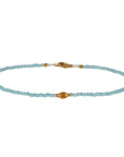 Faceted Light Blue Apatite Beaded Bracelet with 18K Carved Oval Bead - Peridot Fine Jewelry - Margaret Solow Jewelry