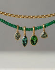 Faceted Marquise "Archive" 18K Bezel - Set Teal Blue - Green Tourmaline Charm - Peridot Fine Jewelry - Anne Sportun