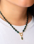 Faceted Marquise "Archive" 18K Bezel - Set Teal Blue - Green Tourmaline Charm - Peridot Fine Jewelry - Anne Sportun