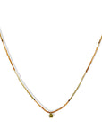 Faceted Mixed Tourmaline Beaded Necklace with 18K Bezel - Set Square Yellowish Green Sapphire Charm - Peridot Fine Jewelry - Margaret Solow Jewelry