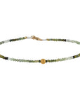Faceted Ombre Green Tourmaline Beaded Bracelet with 18K Carved Sphere Bead - Peridot Fine Jewelry - Margaret Solow Jewelry