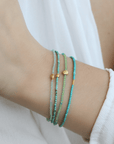 Faceted Peridot Beaded Bracelet with 18K Organic Bead - Peridot Fine Jewelry - Margaret Solow Jewelry