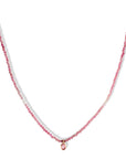 Faceted Pink Tourmaline Beaded Necklace with 18K Bezel - Set Pink Sapphire Charm - Peridot Fine Jewelry - Margaret Solow Jewelry