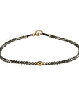 Faceted Pyrite Beaded Bracelet with 18K Round Bead & Clasp - Peridot Fine Jewelry - Margaret Solow Jewelry