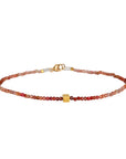 Faceted Red Ombre Sapphire Beaded Bracelet with 18K Square Bead & Clasp - Peridot Fine Jewelry - Margaret Solow Jewelry