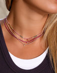 Faceted Ruby Beaded Necklace with 18K Prong-Set Diamond Charm - Peridot Fine Jewelry - Margaret Solow Jewelry