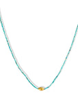 Faceted Turquoise Beaded Necklace with 18K Carved Marquise Bead - Peridot Fine Jewelry - Margaret Solow Jewelry