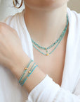Faceted Turquoise Beaded Necklace with 18K Lined Oval Bead - Peridot Fine Jewelry - Margaret Solow Jewelry