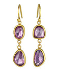 Gold and Pink/Purple Sapphire Earrings - Peridot Fine Jewelry - Caroline Ellen