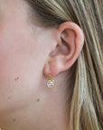 Gold Cabochon Cushion-Shape Natural White Zircon Earrings - Peridot Fine Jewelry - Caroline Ellen