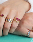 Gold Engraved "Cobra" Ring with Ruby & Diamonds - Peridot Fine Jewelry - Celine Daoust