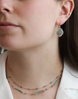 Gold Fill Bar Chain & "Sage Mix" Beaded Station Necklace - Peridot Fine Jewelry - Dana Kellin