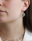 Gold Fill & Blue Swarovski Crystal Beaded Front - Facing Marquise Shaped Earrrings - Peridot Fine Jewelry - Dana Kellin