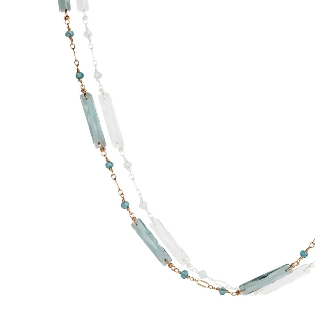 Dana Kellin Gold Fill Fine Oval Round Chain and Blue/Teal Quartz