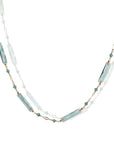 Gold Fill Fine Oval & Round Chain and Blue/Teal Quartz Station Necklace - Peridot Fine Jewelry - Dana Kellin