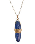 Gold Fill Fine Round & Oval Link Chain and Elongated Oval Kyanite Pendant Necklace - Peridot Fine Jewelry - Dana Kellin