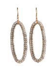 Gold Fill Front - Facing Elongated Oval Hoop Earrings with "Driftwood Mix Beads - Peridot Fine Jewelry - Dana Kellin