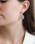Gold Fill Front - Facing Marquise Shaped Earrrings Featuring Blue Crystal Beads - Peridot Fine Jewelry - Dana Kellin