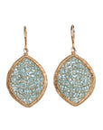 Gold Fill Front - Facing Marquise Shaped Earrrings Featuring Blue Crystal Beads - Peridot Fine Jewelry - Dana Kellin