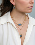 Gold Fill & Marquise - Shaped Faceted Labradorite Drop Earrings with Halo of Kyanite & Crystal Beads - Peridot Fine Jewelry - Dana Kellin