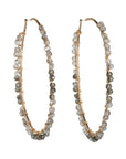 Gold Fill Oval Hoop Earrings with Ombre Silvery Grey Swarovski Crystal Beaded Border - Peridot Fine Jewelry - Dana Kellin
