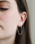 Gold Fill Oval Hoop Earrings with Ombre Silvery Grey Swarovski Crystal Beaded Border - Peridot Fine Jewelry - Dana Kellin