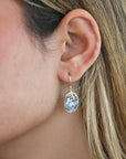 Gold Fill & Oval Shaped Crystal Drop Earrings Featuring Seed Bead Halo - Peridot Fine Jewelry - Dana Kellin