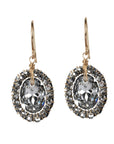 Gold Fill & Oval Shaped Crystal Drop Earrings Featuring Seed Bead Halo - Peridot Fine Jewelry - Dana Kellin