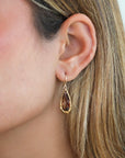 Gold Fill & Teardop Shaped Smoky Zircon Drop Earrings with Seed Bead Halo - Peridot Fine Jewelry - Dana Kellin