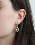 Gold Fill & Teardrop Smoky Quartz Drop Earrings with Taupe Crystal & Seed Beaded Border - Peridot Fine Jewelry - Dana Kellin
