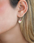 Gold Fill Textured Teardrop Disc Drop Earrings with Ruby, Sapphire, and Garnet Beads - Peridot Fine Jewelry - Dana Kellin