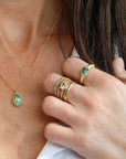 Gold Five Bezel - Set Montana Sapphire Ring - Peridot Fine Jewelry - Yasuko Azuma