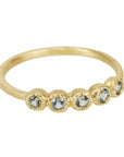 Gold Five Bezel - Set Montana Sapphire Ring - Peridot Fine Jewelry - Yasuko Azuma