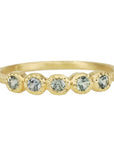Gold Five Bezel - Set Montana Sapphire Ring - Peridot Fine Jewelry - Yasuko Azuma
