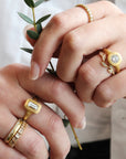 Gold Five Leaf Curve Ring with Diamonds - Peridot Fine Jewelry - Yasuko Azuma