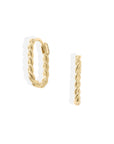 Gold Oval "Rope" 15mm Click Hoops - Peridot Fine Jewelry - Zahava