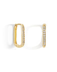 Gold Rectangular Pave Diamond 12mm "Click" Hoops - Peridot Fine Jewelry - Zahava
