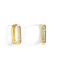 Gold Rectangular Pave Diamond 8mm "Click" Hoops - Peridot Fine Jewelry - Zahava