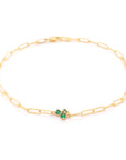 Gold "Tiny Trio Festival" Bracelet with Three Emeralds - Peridot Fine Jewelry - Anne Sportun