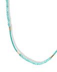 Gold Vermeil, Amazonite Bead & Turquoise Seed Bead Station Necklace - Peridot Fine Jewelry - Debbie Fisher