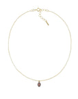 Gold Vermeil and Oval Pink Tourmaline Charm Necklace with Blackened Pave Diamond Halo & Polki Diamond Bale - Peridot Fine Jewelry - Marie Laure Chamorel