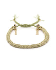 Gold Vermeil Chain and Jade Silk Woven Bracelet - Peridot Fine Jewelry - Marie Laure Chamorel
