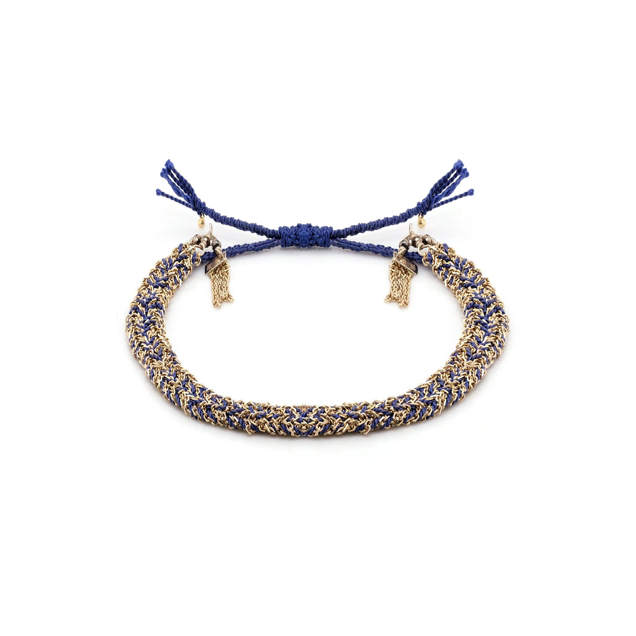 新品未使用　MARIE LAURE CHAMOREL　bracelet Marie Laure Chamorel Gold Vermeil & White Silk Woven